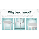 Artiss Set of 2 Beech Wood Backless Bar Stools - White