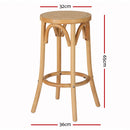 Artiss X2 Bar Stools Wooden Stool Counter Chair Kitchen Barstools Rattan Seat