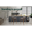 Artiss Set of 2 PU Leather Bar Stools Square Footrest - Wood and Brown