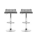 Artiss Set of 2 Fabric Bar Stools Swivel Bar Stool Dining Chairs Gas Lift Kitchen Grey