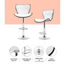 Artiss Set of 4 PU Leather Patterned Bar Stools - White and Chrome