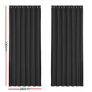 Artiss 2X Blockout Curtains Blackout Window Curtain Eyelet 240x230cm Black