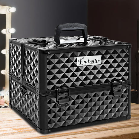 Embellir Portable Cosmetic Beauty Makeup Case - Diamond Black