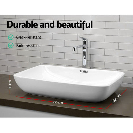 Cefito Ceramic Rectangle Sink Bowl - White