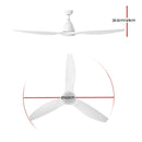 64 DC Motor Ceiling Fan with LED Light with Remote 8H Timer Reverse Mode 5 Speeds White"