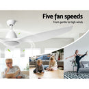 64 DC Motor Ceiling Fan with LED Light with Remote 8H Timer Reverse Mode 5 Speeds White"