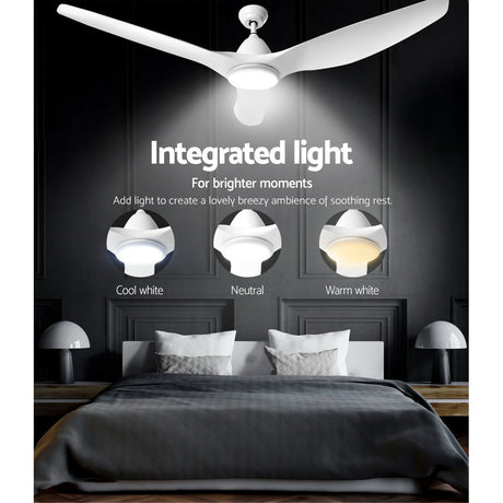 64 DC Motor Ceiling Fan with LED Light with Remote 8H Timer Reverse Mode 5 Speeds White