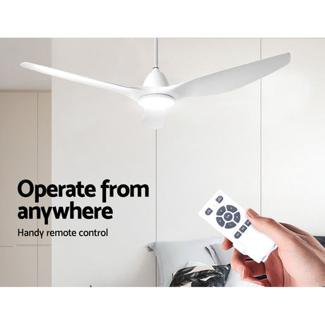 64 DC Motor Ceiling Fan with LED Light with Remote 8H Timer Reverse Mode 5 Speeds White