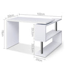Artiss Rotary Corner Desk with Bookshelf -white
