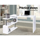 Artiss Rotary Corner Desk with Bookshelf -white