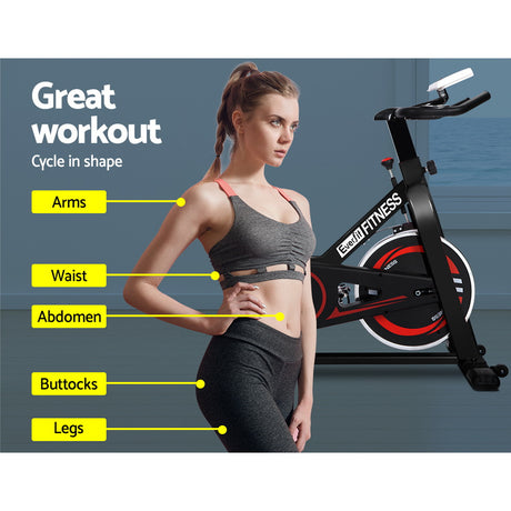 Everfit Spin Exercise Bike Cycling Fitness Commercial Home Workout Gym Black