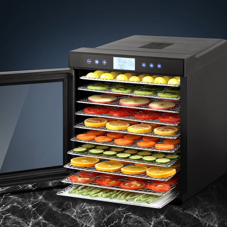 Devanti Food Dehydrators Stainless Steel Jerky Dehydrator Fruit Dryer 10 Trays