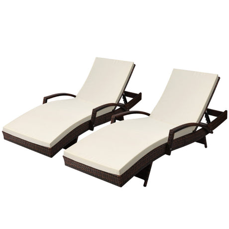 Gardeon Outdoor Sun Lounge Chair with Cushion - Brown
