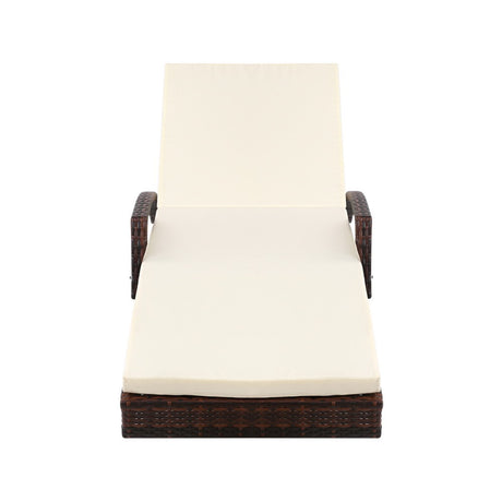 Gardeon Outdoor Sun Lounge Chair with Cushion - Brown