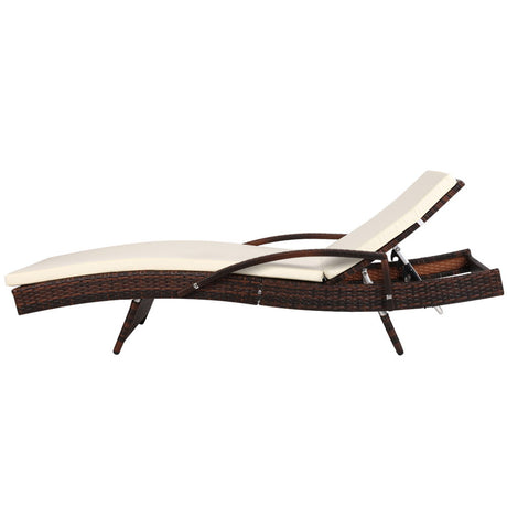 Gardeon Outdoor Sun Lounge Chair with Cushion - Brown