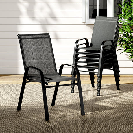 Gardeon 6X Outdoor Stackable Chairs Lounge Chair Bistro Set Patio Furniture