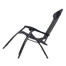 Zero Gravity Chairs 2PC Reclining Outdoor Furniture Sun Lounge Folding Camping Lounger Black