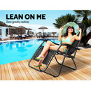 Zero Gravity Chairs 2PC Reclining Outdoor Furniture Sun Lounge Folding Camping Lounger Black
