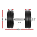 25kg Dumbbells Dumbbell Set Weight Plates Home Gym Fitness Exercise