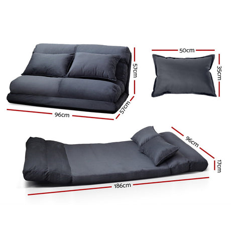 Artiss Lounge Sofa Bed Floor Recliner Chaise Folding Suede
