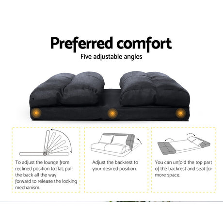 Artiss Lounge Sofa Bed Floor Recliner Chaise Folding Suede