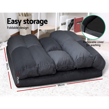 Artiss Lounge Sofa Bed Floor Recliner Chaise Folding Suede