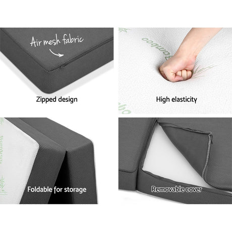 Giselle Bedding Folding Foam Portable Mattress Bamboo Fabric