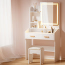 Artiss Dressing Table LED Makeup Mirror Stool Set Vanity Desk White