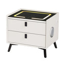 Artiss Smart Bedside Table 2 Drawers with Wireless Charging Ports LED Lights