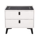 Artiss Smart Bedside Table 2 Drawers with Wireless Charging Ports LED Lights