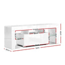 Artiss 130cm RGB LED TV Stand Cabinet Entertainment Unit Gloss Furniture Drawer Tempered Glass Shelf White
