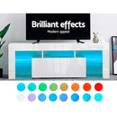Artiss 130cm RGB LED TV Stand Cabinet Entertainment Unit Gloss Furniture Drawer Tempered Glass Shelf White