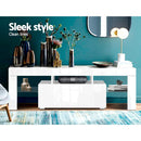 Artiss 130cm RGB LED TV Stand Cabinet Entertainment Unit Gloss Furniture Drawer Tempered Glass Shelf White