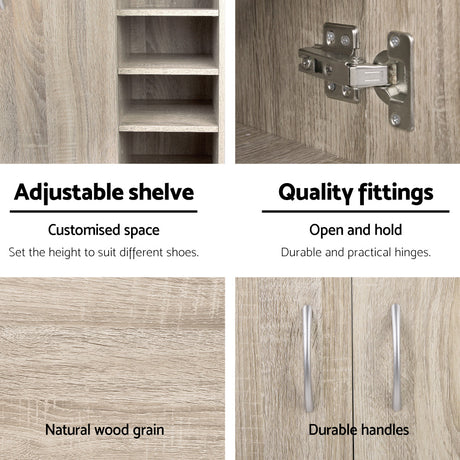 Artiss 2 Doors Shoe Cabinet Storage Cupboard - Wood