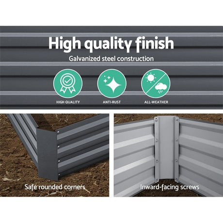 Greenfingers Garden Bed 2PCS 120X90X30CM Galvanised Steel Raised Planter