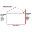 Instahut Gazebo Pop Up Marquee 3x3 Outdoor Wedding Base Pod Kit White