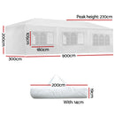 Instahut Gazebo 3x9 Outdoor Marquee Gazebos Wedding Party Camping Tent 8 Wall Panels