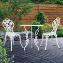 Gardeon Outdoor Furniture Chairs Table 3pc Aluminium Bistro White