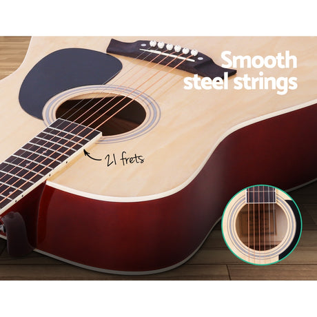 ALPHA 41 Inch Wooden Acoustic Guitar Natural Wood