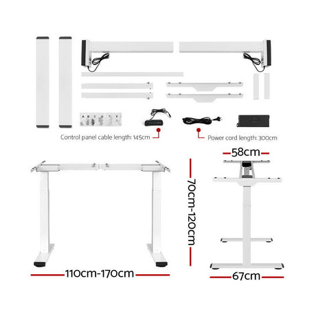 Artiss Standing Desk Electric Adjustable Sit Stand Desks White Brown 140cm