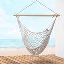 Gardeon Hammock Chair Outdoor Hanging Chair Camping Mesh Indoor Hammocks Cream