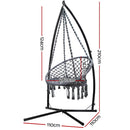 Gardeon Outdoor Hammock Chair with Steel Stand Cotton Swing Hanging 124CM Grey