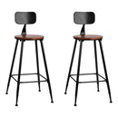 Set of 2 Artiss Bar Stools Pinewood Metal - Black and Wood
