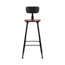 Set of 2 Artiss Bar Stools Pinewood Metal - Black and Wood