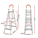 Giantz 6 Step Ladder Multi-Purpose Folding Aluminium Light Weight Non Slip Platform