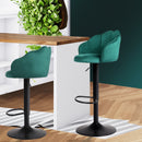 Levede 2x Bar Stools Kitchen Gas Lift Stool Chair Swivel Barstools Velvet Green