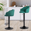 Levede 2x Bar Stools Kitchen Gas Lift Stool Chair Swivel Barstools Velvet Green
