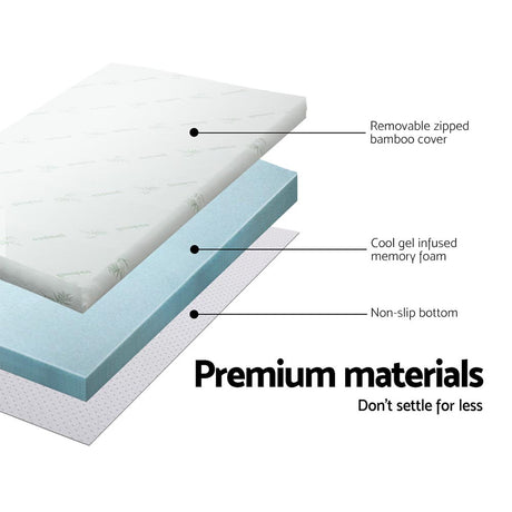 Giselle Bedding Cool Gel Memory Foam Mattress Topper Bamboo Cover 5CM Double