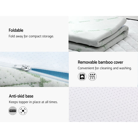 Giselle Bedding COOL GEL Memory Foam Mattress Topper BAMBOO Cover Queen 5CM Mat