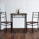 Artiss Metal Table and Chairs - Walnut & Black